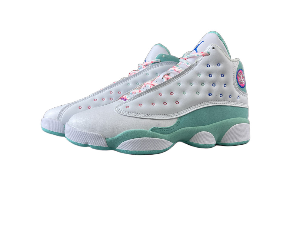 Air Jordan 13 Retro White Soar Green Pink (GS) 439358-100