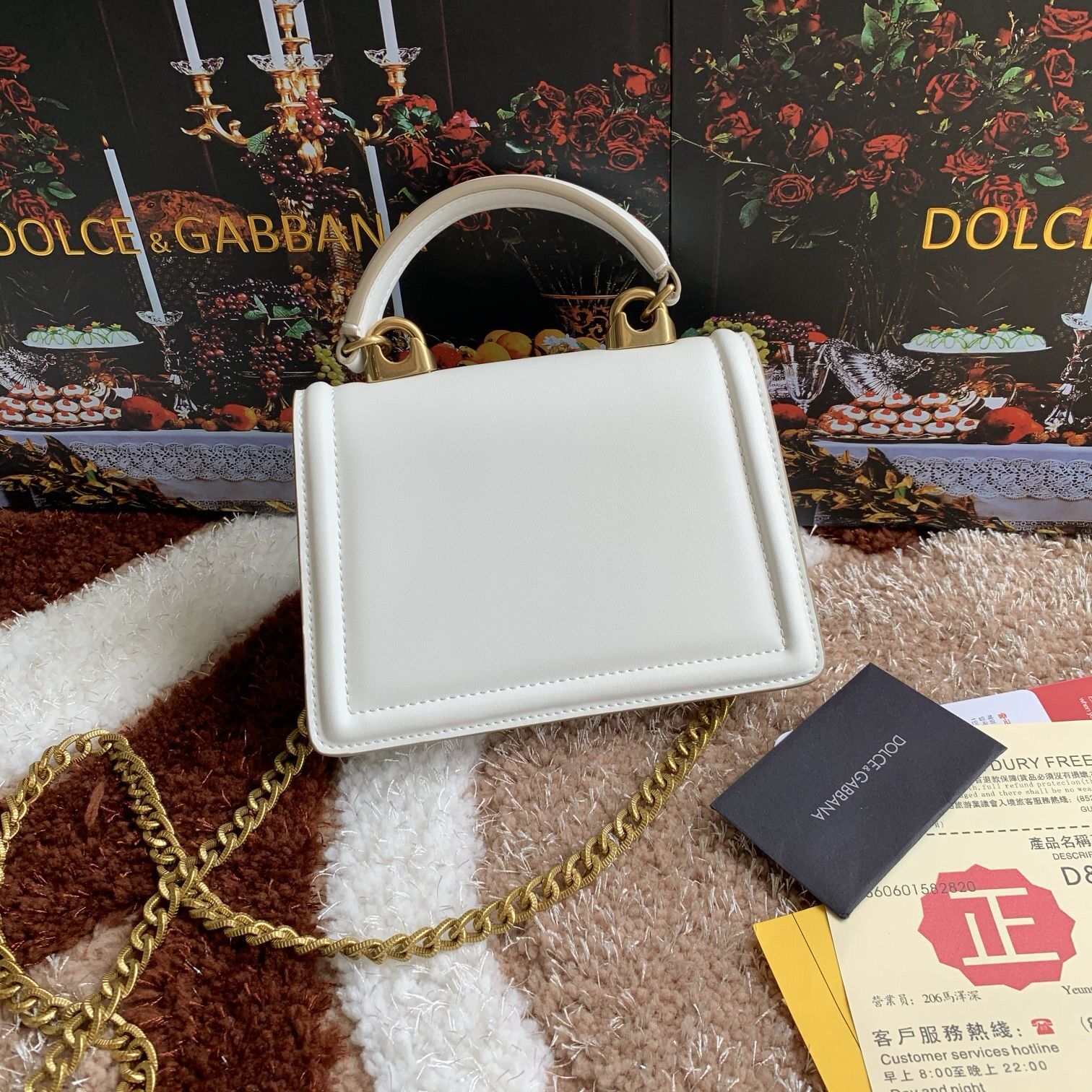 Dolce & Gabbana Small Devotion Envelope Top Handle Bag White 19x4.5x13cm