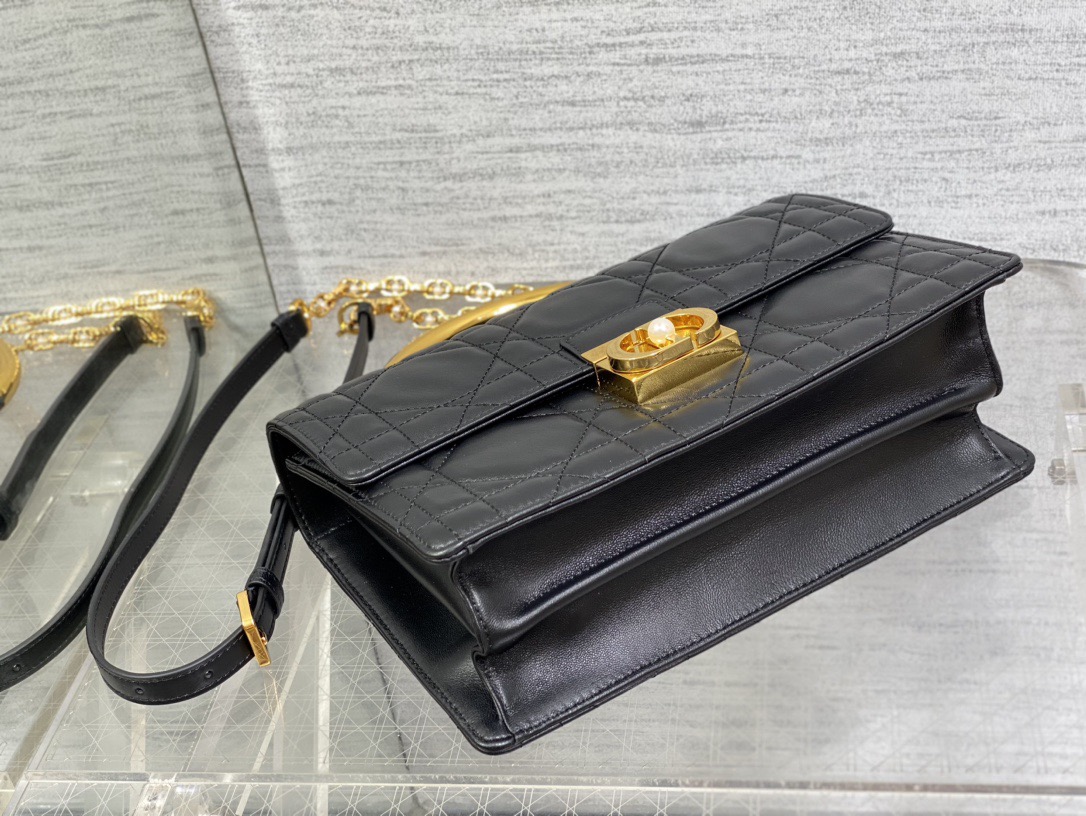 D*or medium D*or ange bag black macrocannage calfskin 25cm