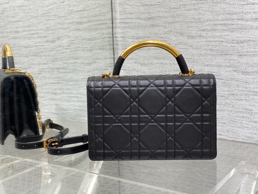 D*or medium D*or ange bag black macrocannage calfskin 25cm
