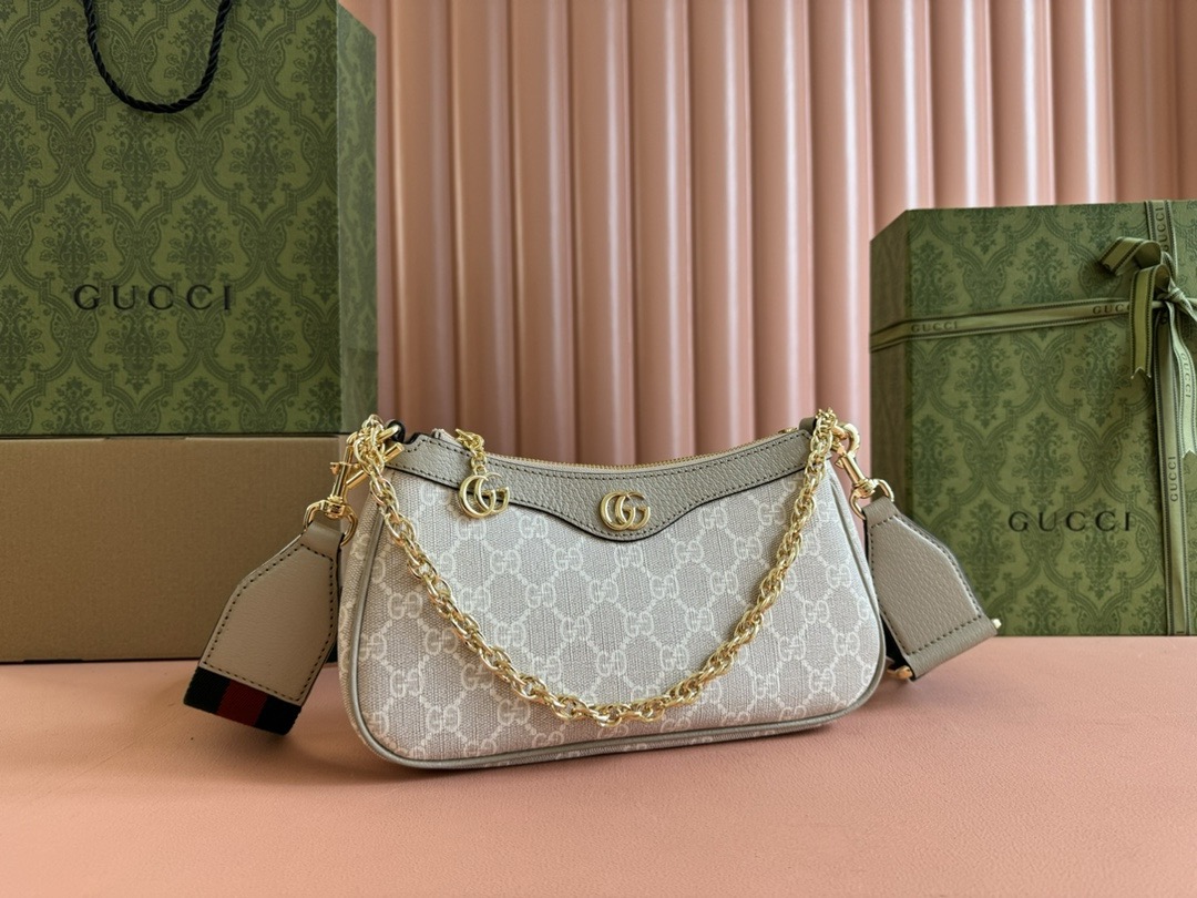 G*u*i ophidia small shoulder bag beige and white gg 25*15.5*6cm