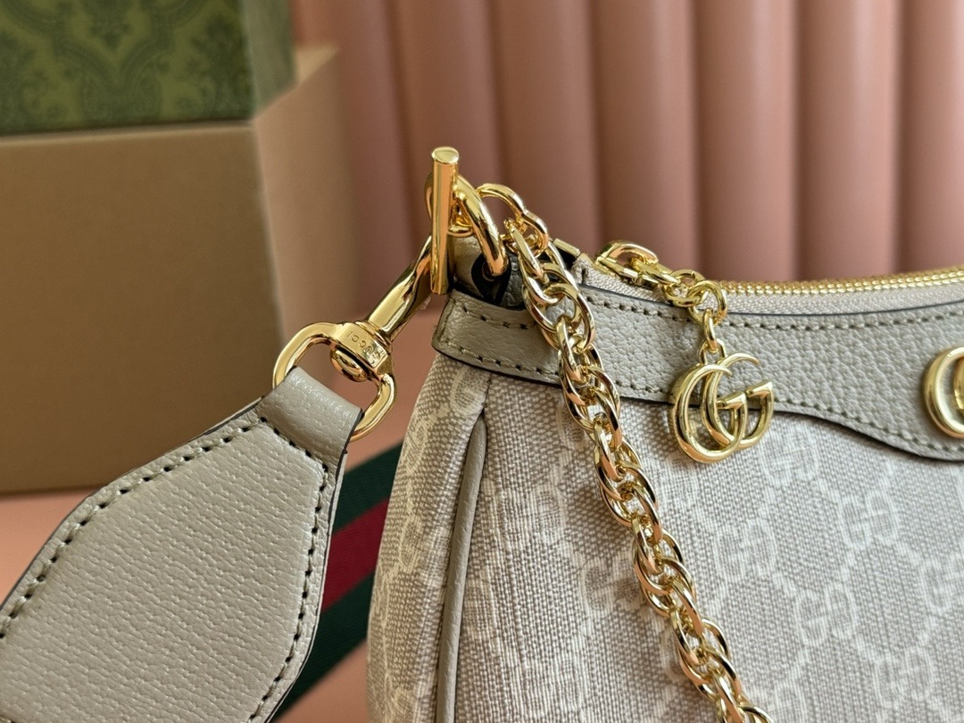 G*u*i ophidia small shoulder bag beige and white gg 25*15.5*6cm