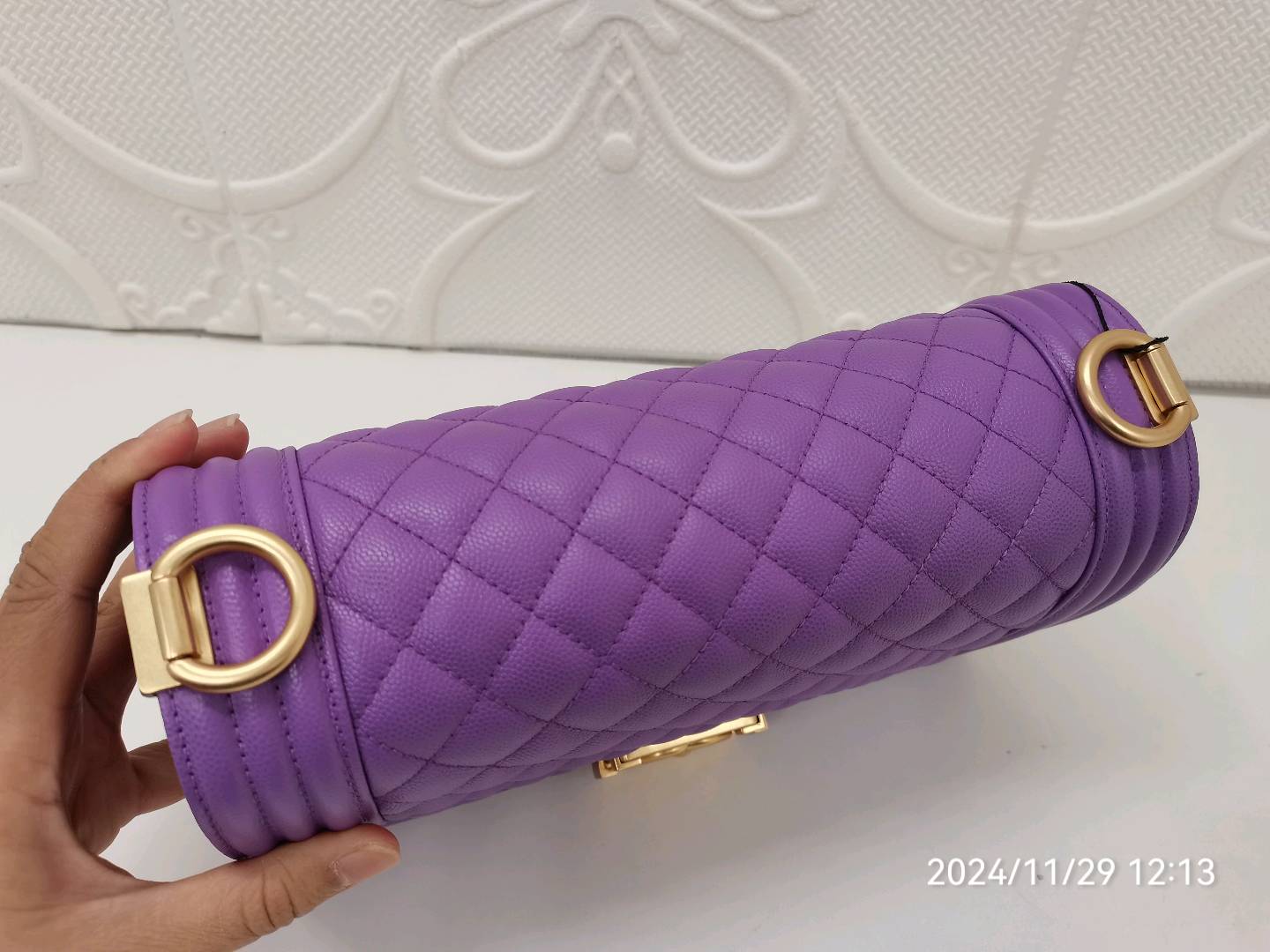 Ch*el boy bag purple 25cm